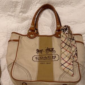 Coach Leatherware Cream and Brown Tote